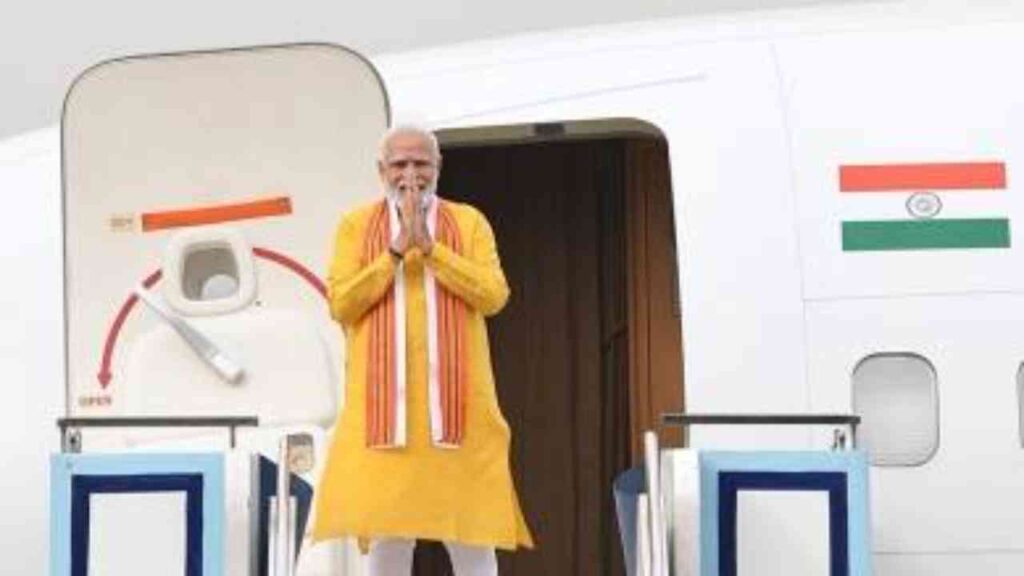 pm modi arrives in lumbini on buddha purnima