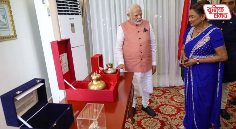 PM मोदी और प्रधानमंत्री कमला बिसेसर