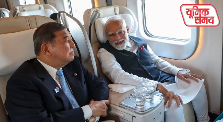 PM मोदी ने बुलेट ट्रेन में किया सफर
