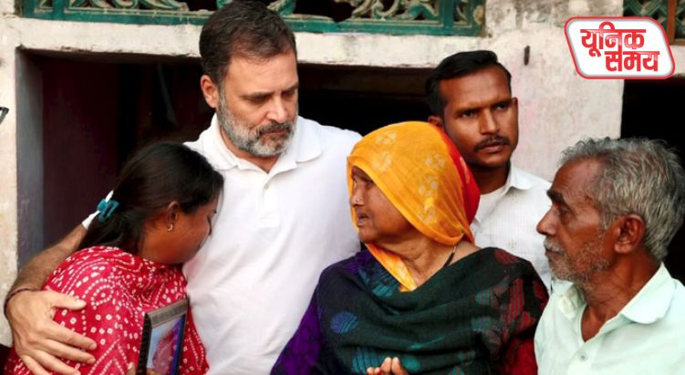 राहुल गांधी ने हरिओम वाल्मीकि के परिवार से की मुलाकात