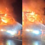 A moving bus on the Yamuna Expressway turned into a 'ball of fire'