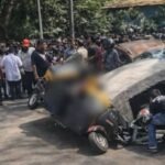 Automobiles and cars crushed after a slab from a metro pillar collapses in Mulund