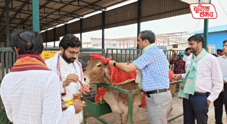 On Ram Navami, DM Chandra Prakash Singh performed worship of cattle