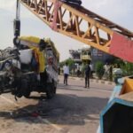 Pilgrims' Pickup Collides with Parked Trailer