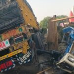 A truck rammed violently into a tractor-trolley in front of GLA University