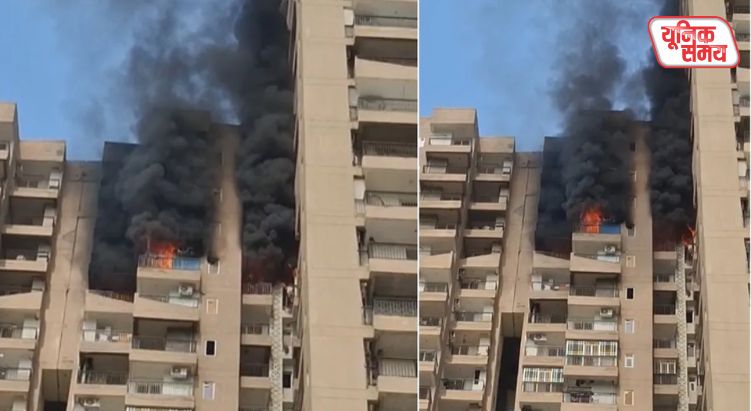 Massive fire breaks out in a high-rise society in Noida's Sector 119