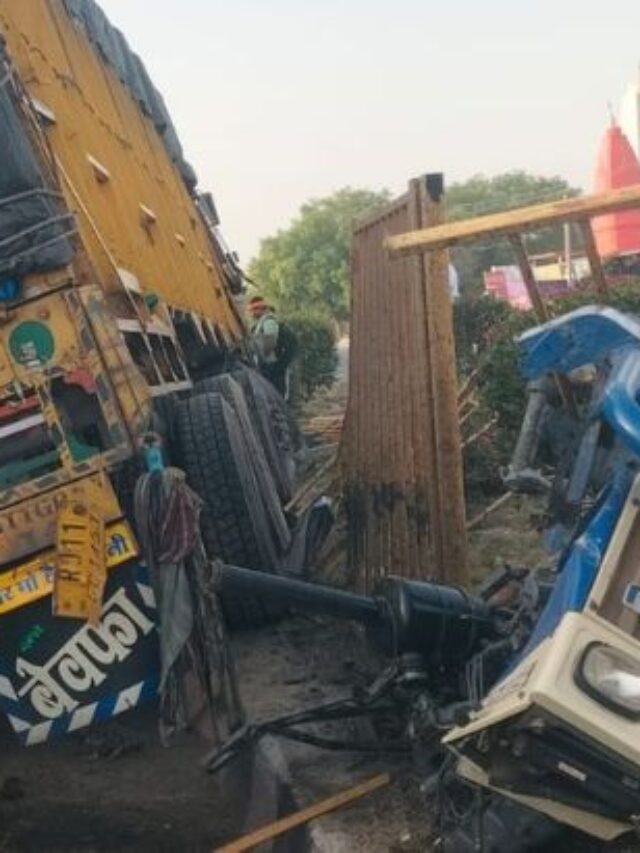 जीएलए यूनिवर्सिटी के सामने ट्रक ने ट्रैक्टर-ट्रॉली को मारी जोरदार टक्कर