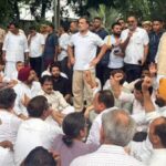 Congress takes to the streets in protest against the lathi-charge on students