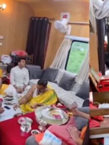 Uproar over Rudrabhishek and religious rituals performed in the saloon coach of a moving train