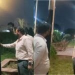 Insulation taping is being carried out on electricity poles in preparation for Shri Krishna Janmashtami