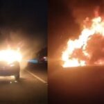 Jeep Compass bursts into flames while moving on Yamuna Expressway