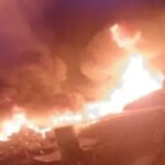 Massive fire breaks out at a scrap factory near Gokul Restaurant late at night