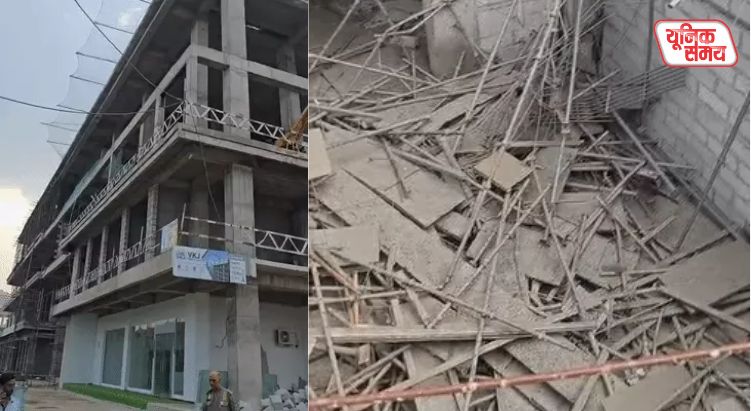 Shuttering collapsed while the concrete slab was being cast for the Omaxe Mall under construction in Vrindavan