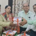 Tiranga distribution in Govardhan for the 'Har Ghar Tiranga' campaign