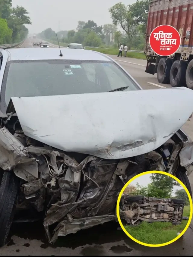 यमुना एक्सप्रेसवे पर रफ्तार का कहर; सुरीर के पास टायर फटने से पलटी थार, 7 लोग घायल