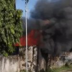 Massive fire breaks out at a tent warehouse in the Jaint police station area