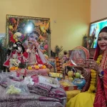 Sadhvi Indulekha observed her second Karva Chauth fast for Lord Banke Bihari Ji