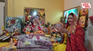 Sadhvi Indulekha observed her second Karva Chauth fast for Lord Banke Bihari Ji