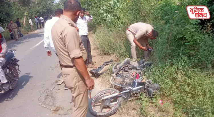 Tractor-trolley hits bike in Surir